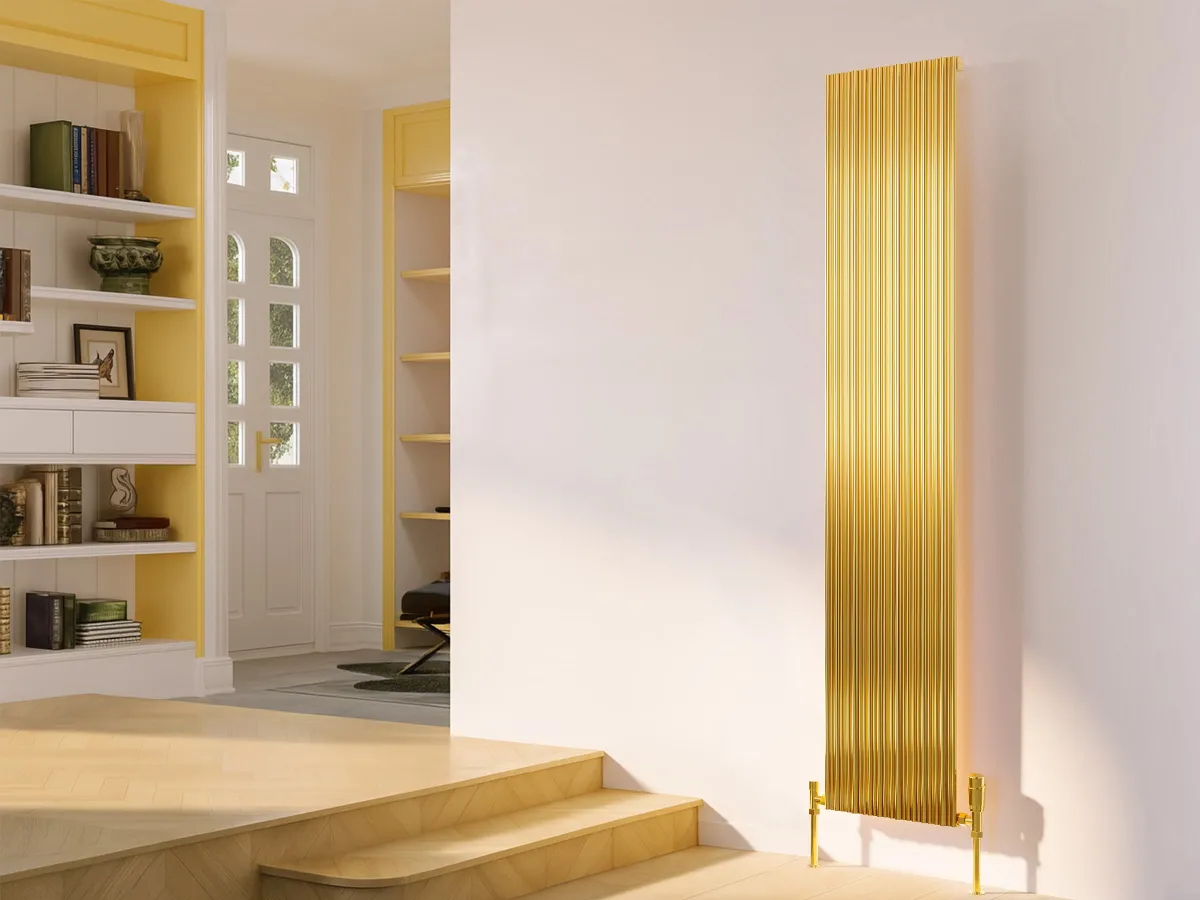 Calorifer decorativ LOJIMAX, colectia BAMBOO inaltimea 300 mm. latimea 239 mm. GOLD MATT ANODISING