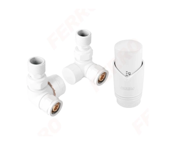 Кран радиаторный осевой Ferro 16*2 White + термоголовка