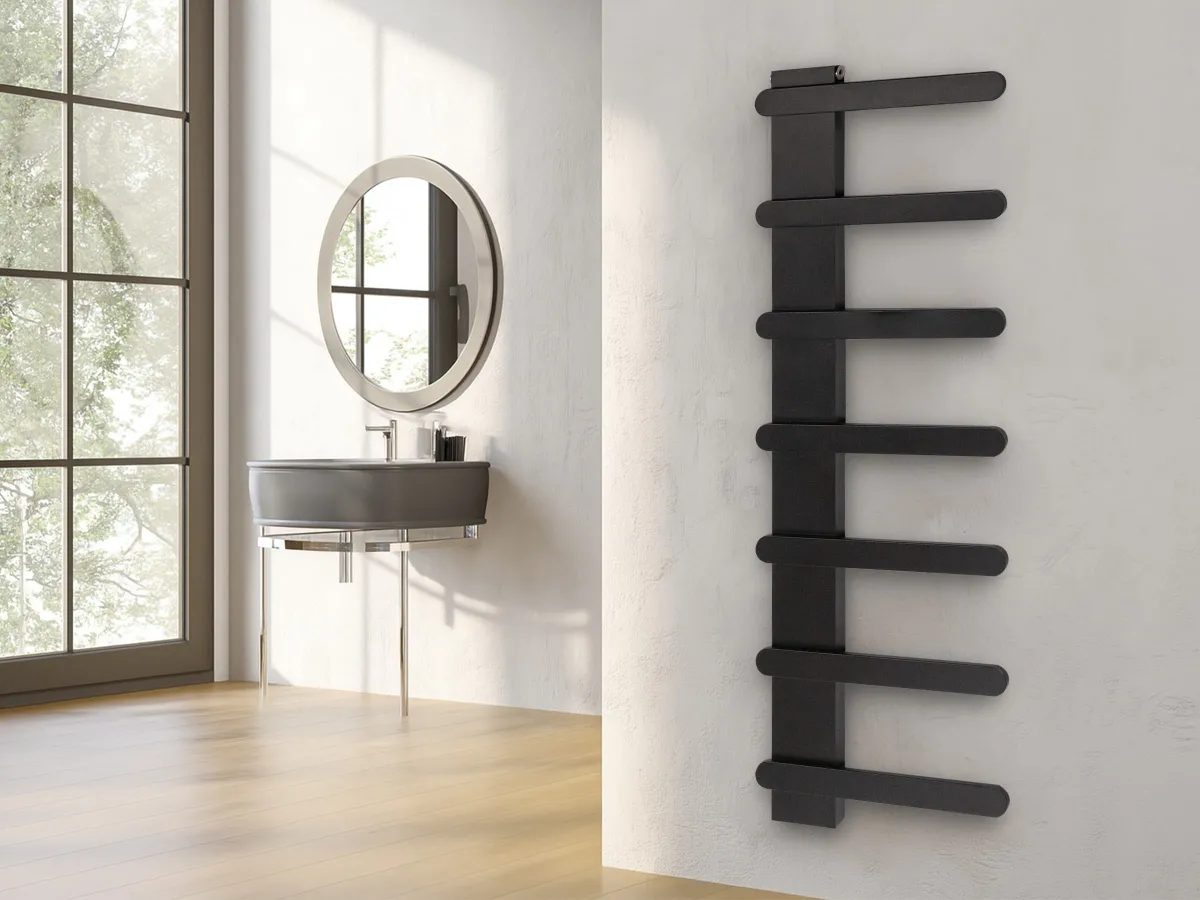 Uscator de prosoape decorativ LOJIMAX, colectia NUMMO STYLE inaltimea 340 mm. latimea 450 mm. Negru mat