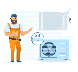Demontarea sau instalarea unitatii exterioare de tip multi-split cu 3 conexiuni 