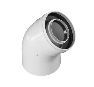 Unghi coaxial, pentru cos de condens d 60/100 mm, 45°