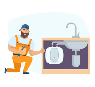 Instalarea boilerului  electric pana la 15L (sub chiuveta)