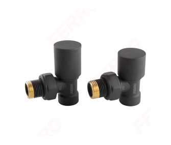 Кран радиаторный угловой Ferro set 1/2 tur+retur Black