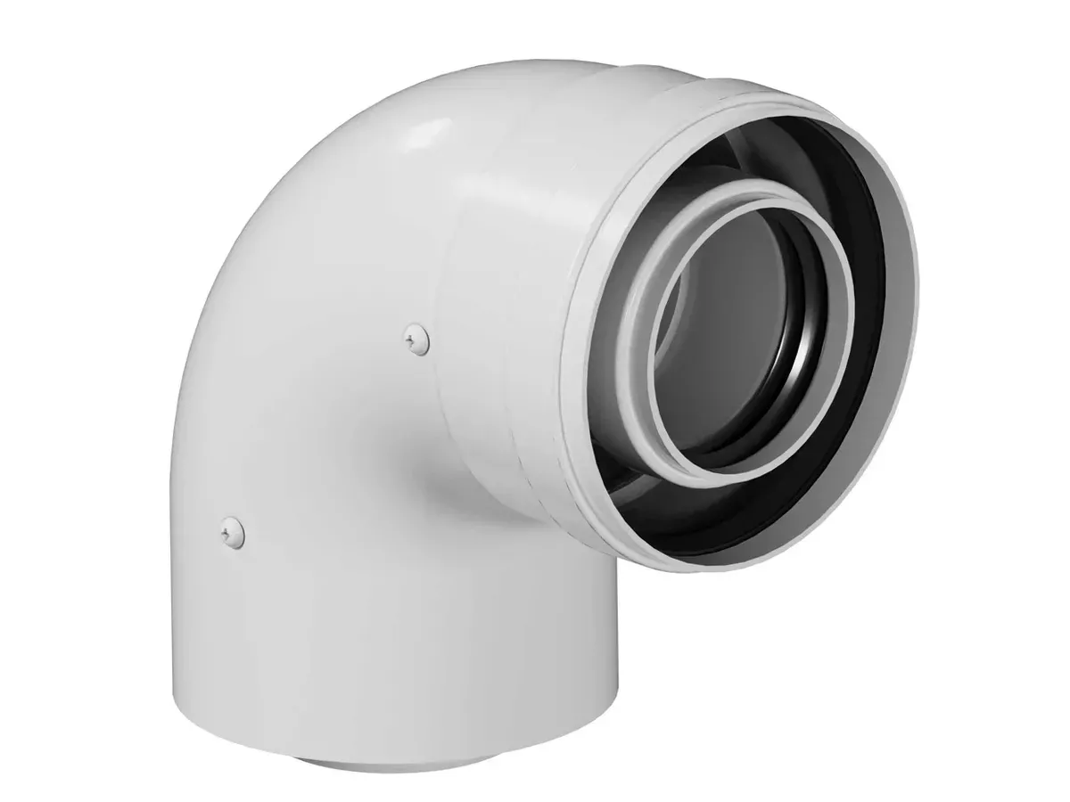 Коаксиальный угол, для конденсационного дымохода D 80/125 mm,  90°