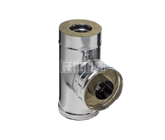 Тройник дымоходный 90° утеплённый FERRUM d.115-200 мм (inox 430/0,5 мм)