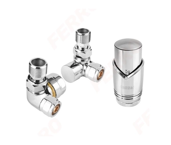 Кран радиаторный осевой Ferro 16*2 Chrome + термоголовка