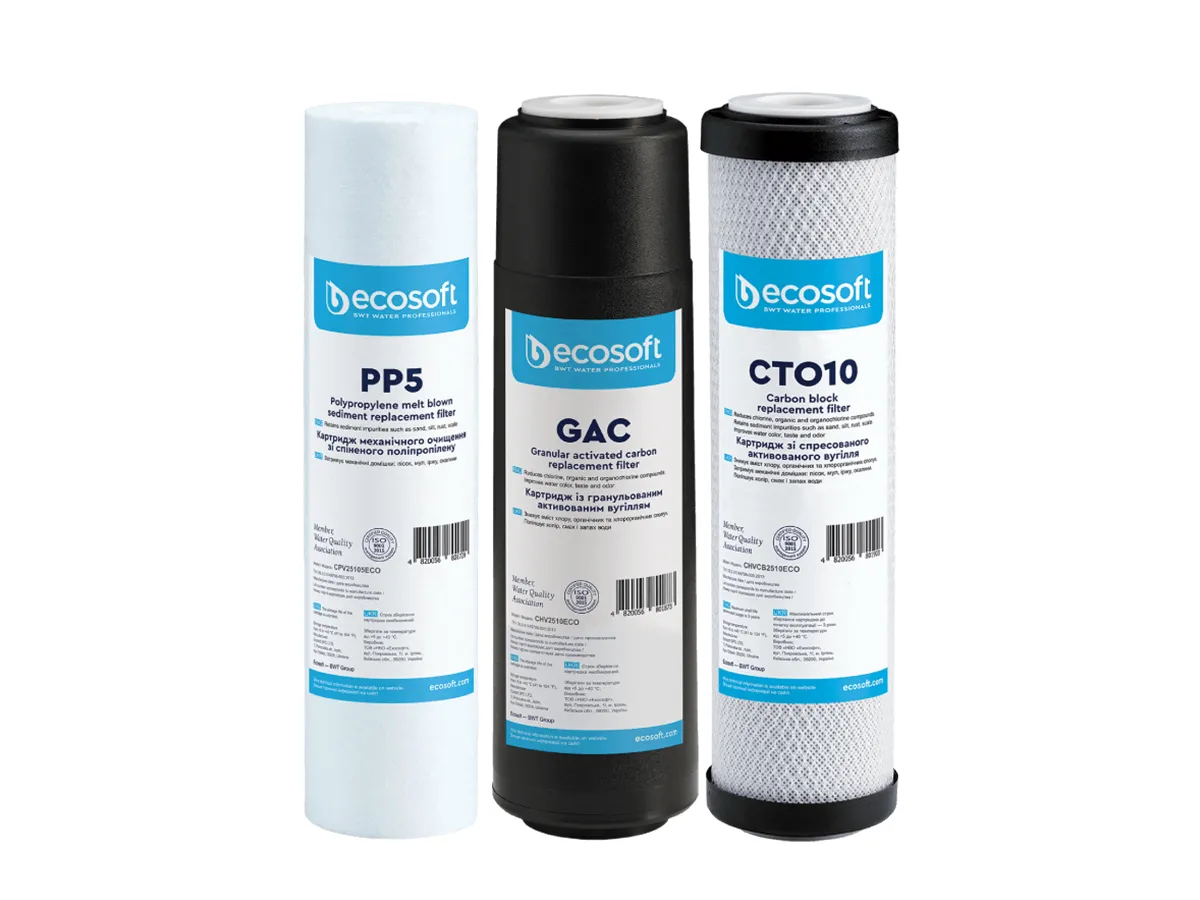 Set de cartuse prefiltrare pentru sistem cu osmoza inversa ECOSOFT (1-2-3) (CPV3ECOEXP)