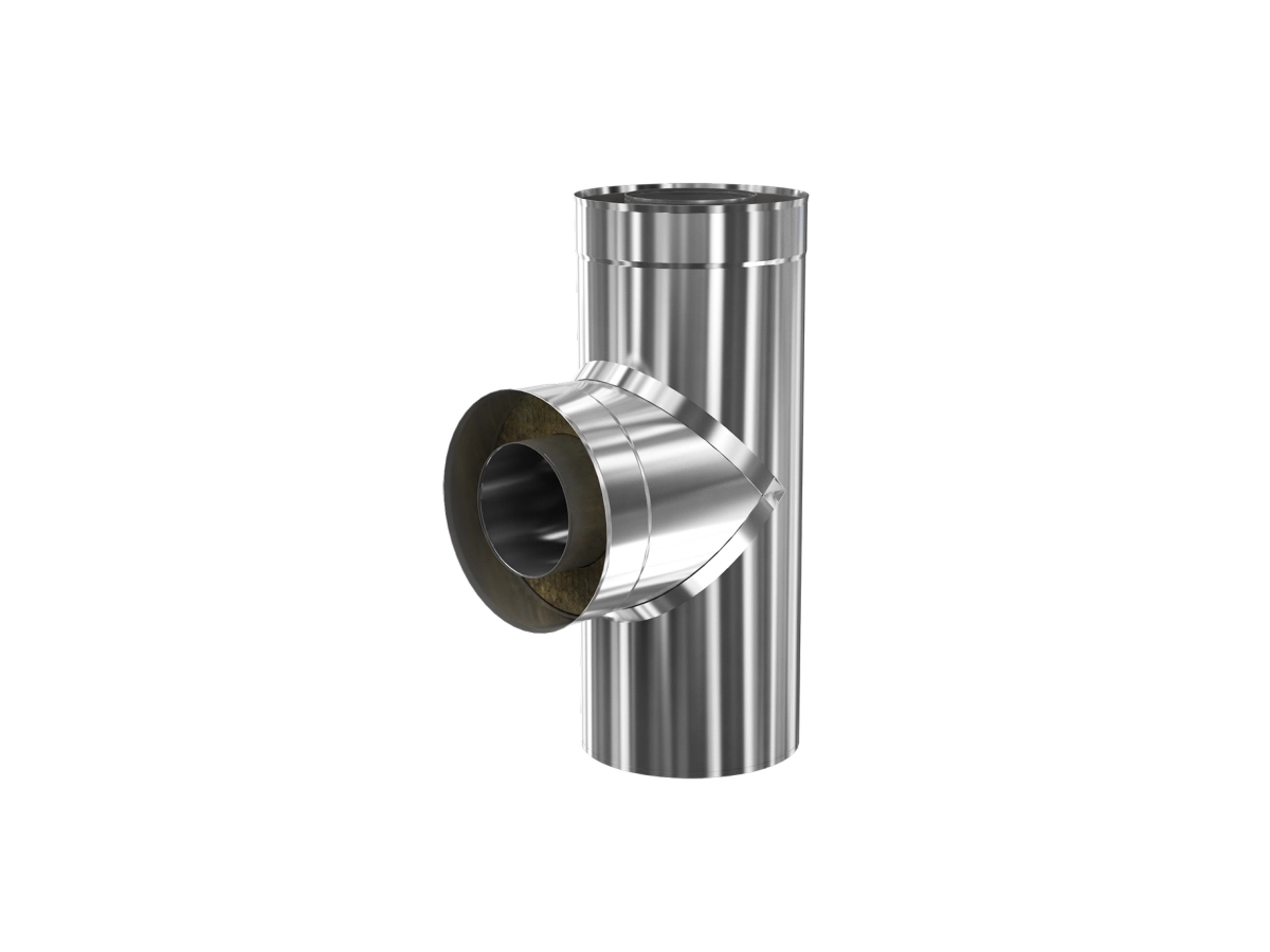 Тройник дымоходный 90° утеплённый CORAX d.350-430 мм (inox 430/304)