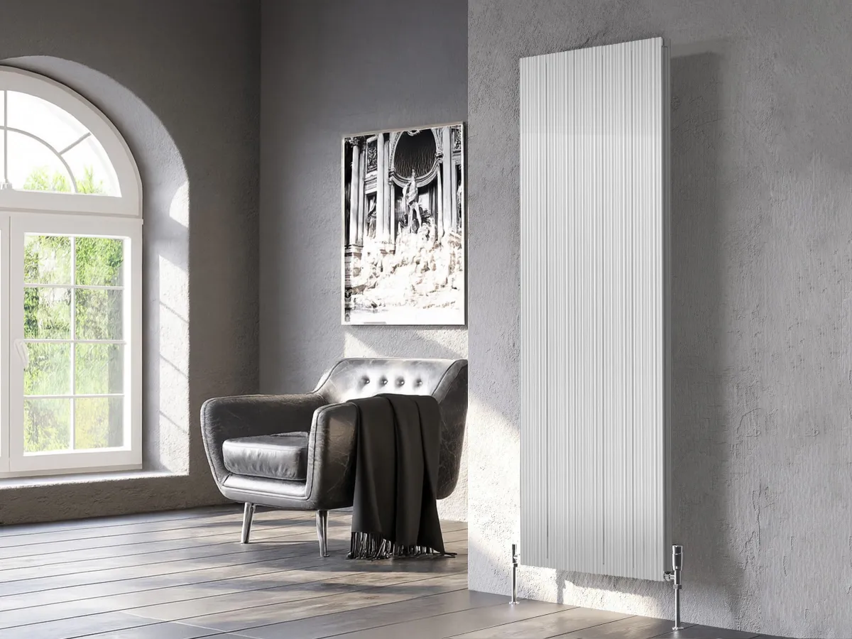 Calorifer decorativ LOJIMAX, colectia BAMBOO DOUBLE inaltimea 300 mm. latimea 239 mm. INOX MATT ANODISING