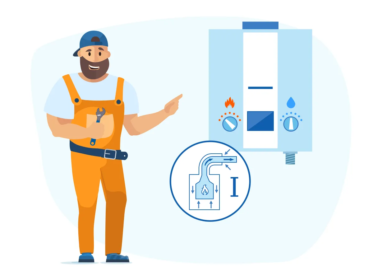 Instalarea standard a unui cazan pe gaz cu un contur 33-50 kW