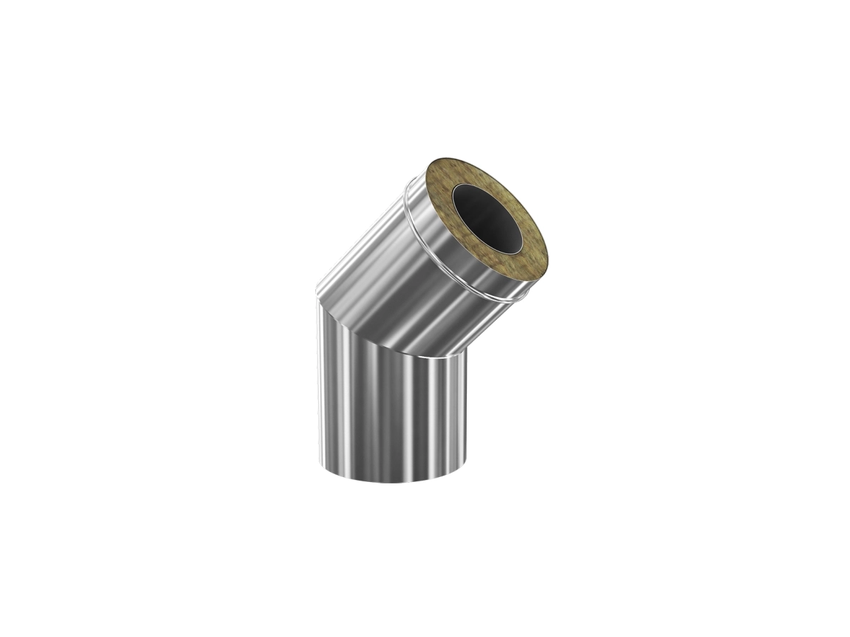 Угол дымоходный 45° утеплённый CORAX d.350-430 мм (inox 430/304)