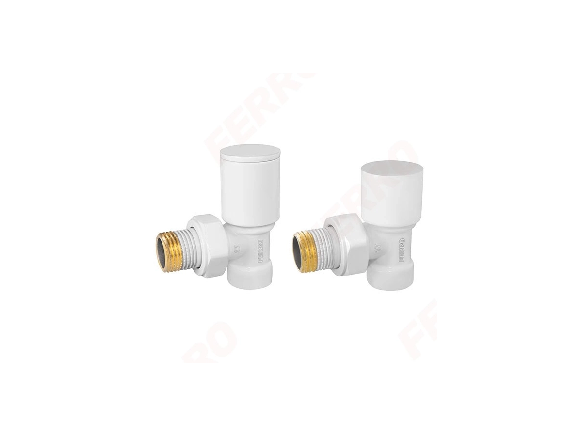 Кран радиаторный угловой Ferro set 1/2 tur+retur White