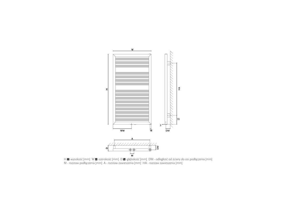 Uscator de prosoape design GORGIEL ANGU/R AAN/R 75/55