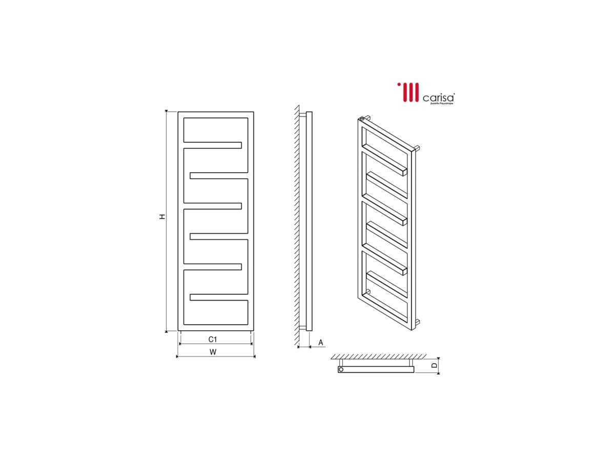 Дизайнерский полотенцесушитель из нержавейки Carisa ECLIPSE 880x500
