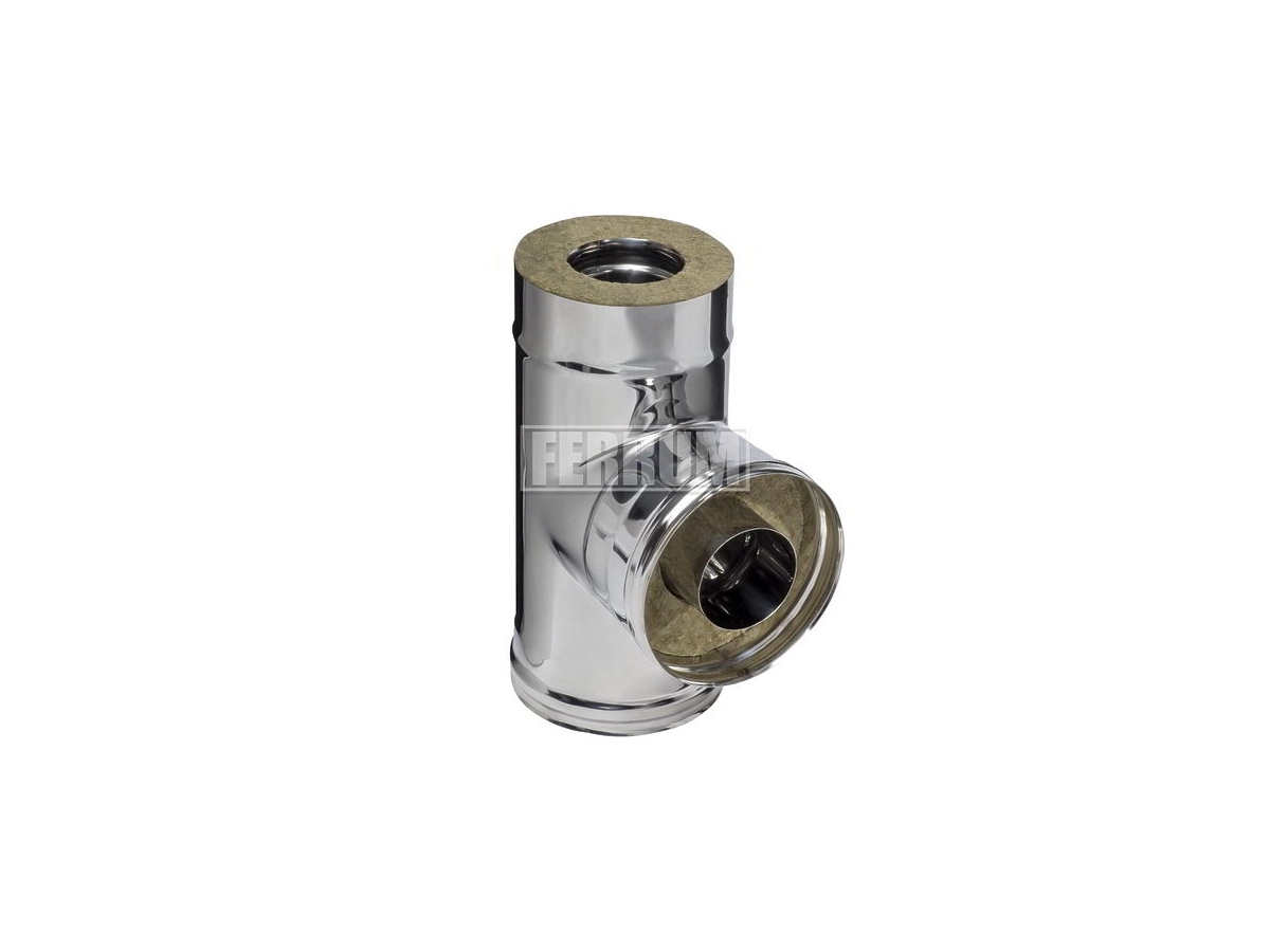 Тройник дымоходный 90° утеплённый FERRUM d.115-200 мм (inox 430/0,5 мм)