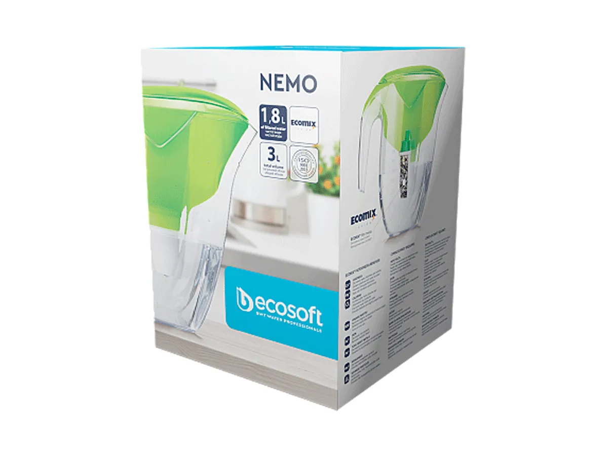 Фильтр кувшин ECOSOFT NEMO зелёный + 5 картриджа