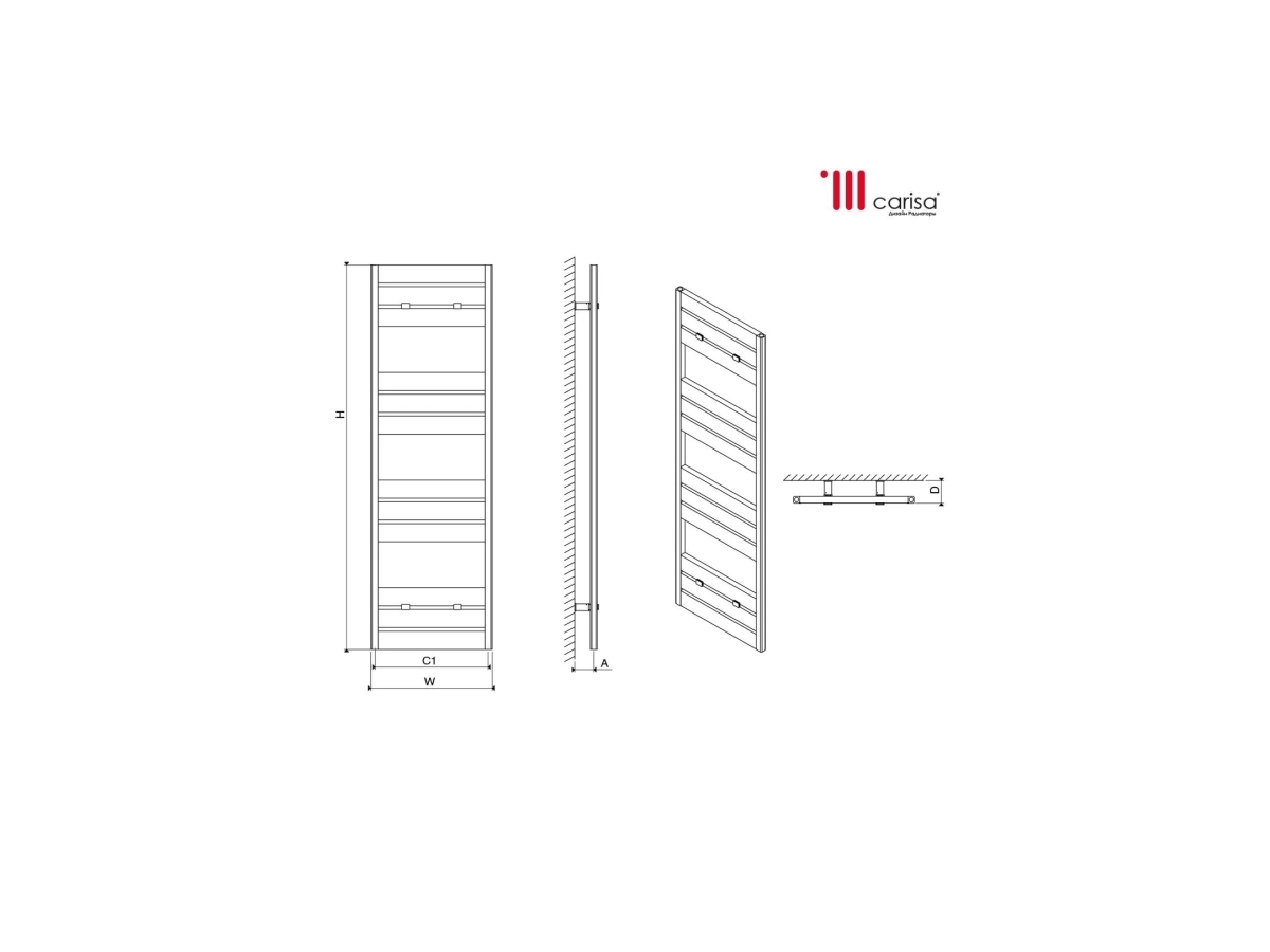 Uscator de prosoape design aluminiu Carisa MACK B 1590x500 Black