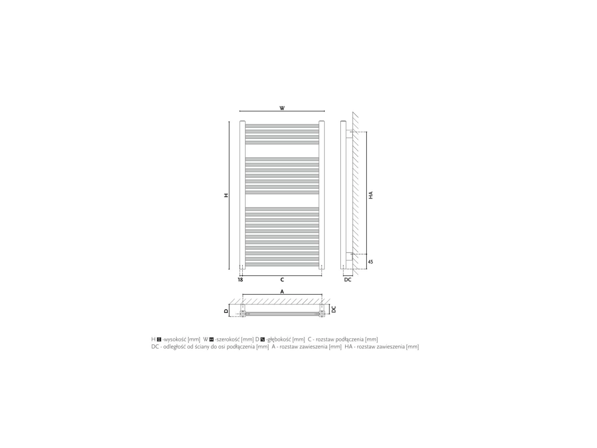 Uscator de prosoape design GORGIEL RECTA ARE 70/45