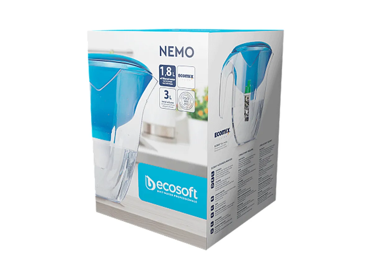Фильтр кувшин ECOSOFT NEMO голубой + 5 картриджа
