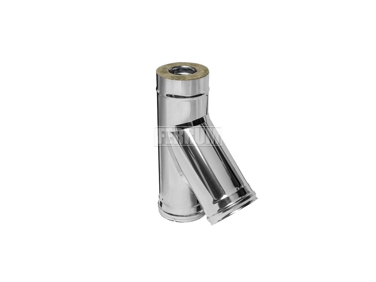 Тройник дымоходный 45° утеплённый FERRUM d.115-200 мм (inox 430/0,5 мм)