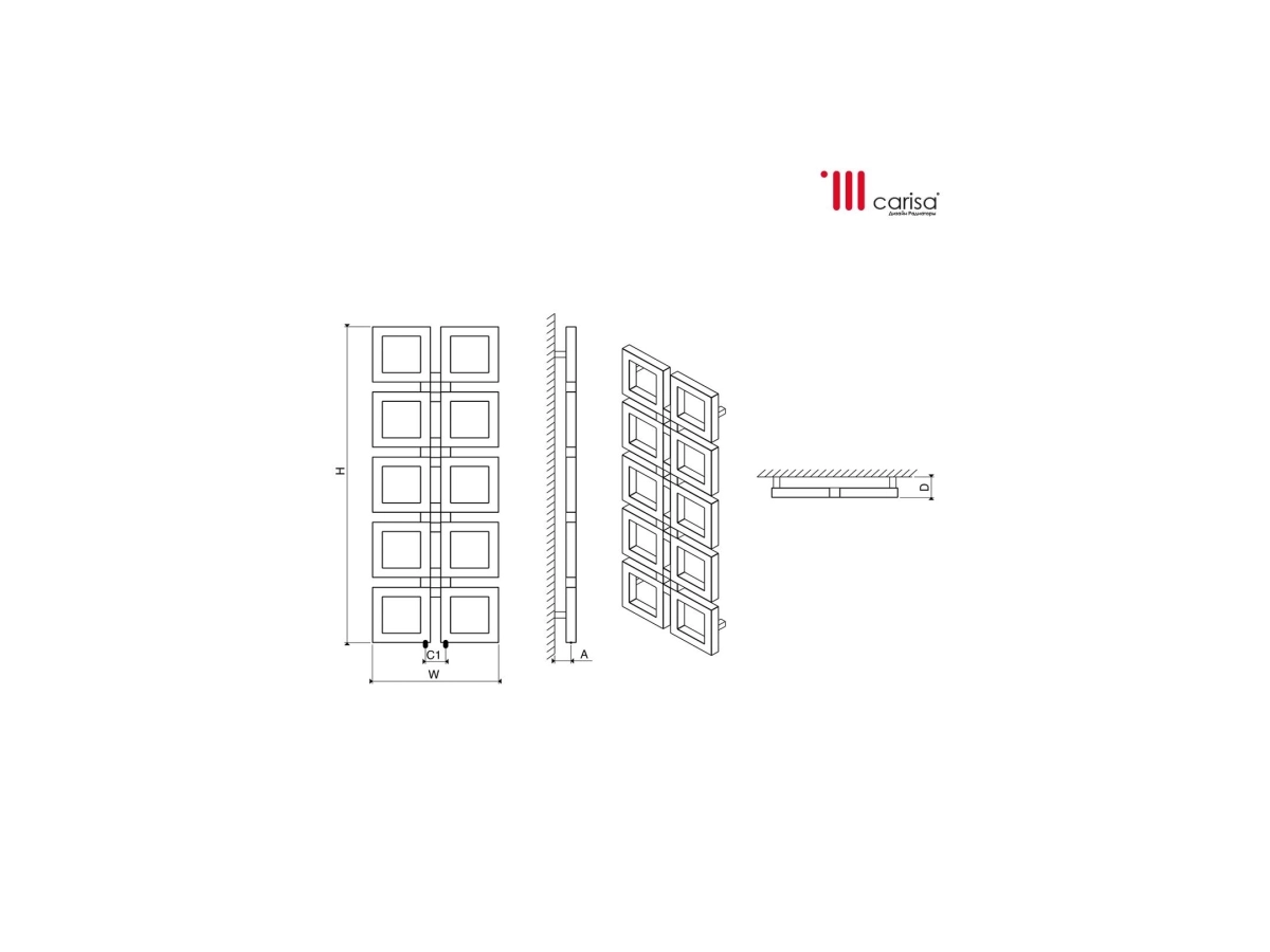 Radiator design din inox Carisa KNIGHT 1040x500