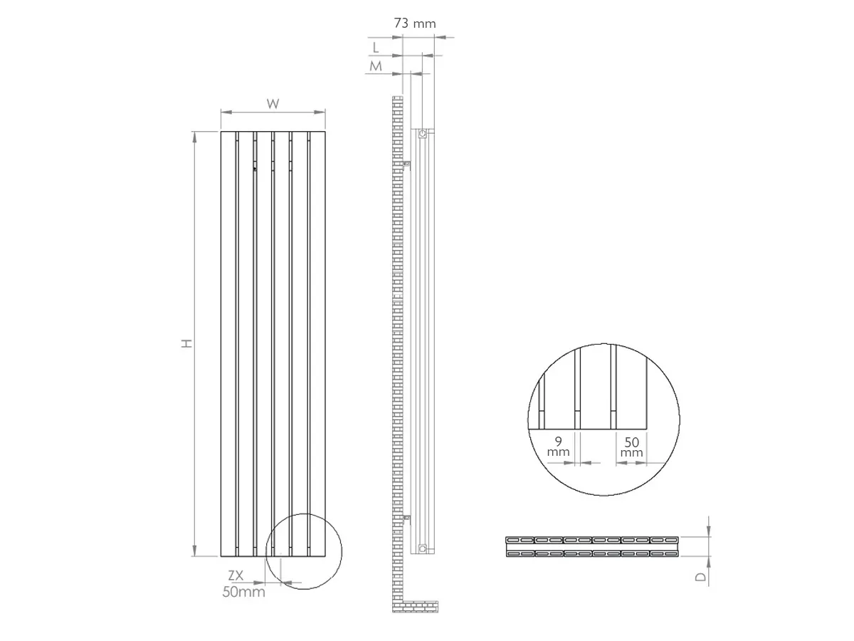 Calorifer decorativ LOJIMAX, colectie BELLA DOUBLE 300 mm. 286 mm.